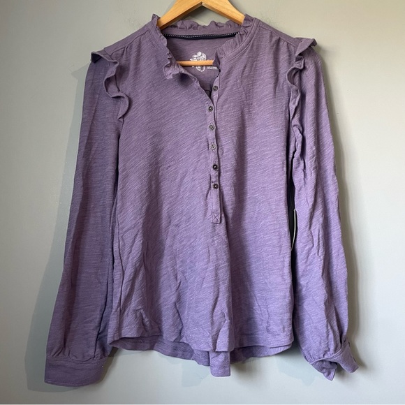 NWT ANTHROPOLOGIE Pilcro Ruffled Henley Top size small lavender - Picture 5 of 16